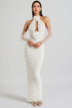 Wooh 3D Floral Neck Maxi Dress