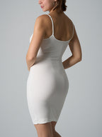 Ribbed Spaghetti Strap Stretchy Slim Fit Bodycon Mini Dress
