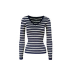 Low V-Neck Slim-Fit Long Sleeve Sweater