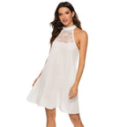 Keats Crochet Halter Mini Dress Off White