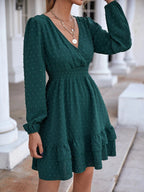 Samar Satin Embossed Cowl Neck Dress Hunter Green