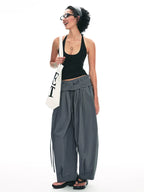 Wide-Leg Paper Bag Trousers