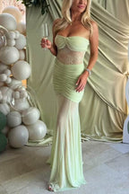 Fashion Lace Splicing Sexy Sleeveless Off-shoulder Slim Maxi Dress