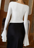 Elise Ruched FlaRed Sleeve Top