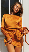 Bright Idea Tie Front Dress Marigold