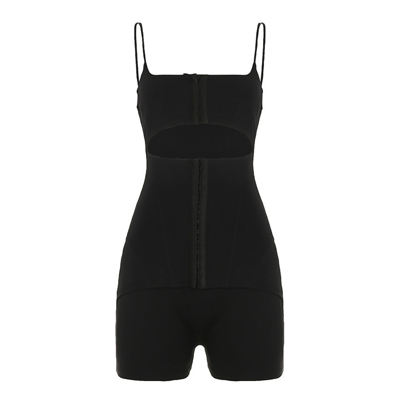 Cut-Out Corset Romper