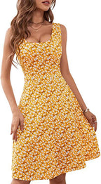 Katia Minimalist Women's a Line Dress with Floral Pattern and Wide Skirt Elevated Occasion Wear