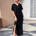 Retrograde Cotton Blend Midi T Shirt Dress