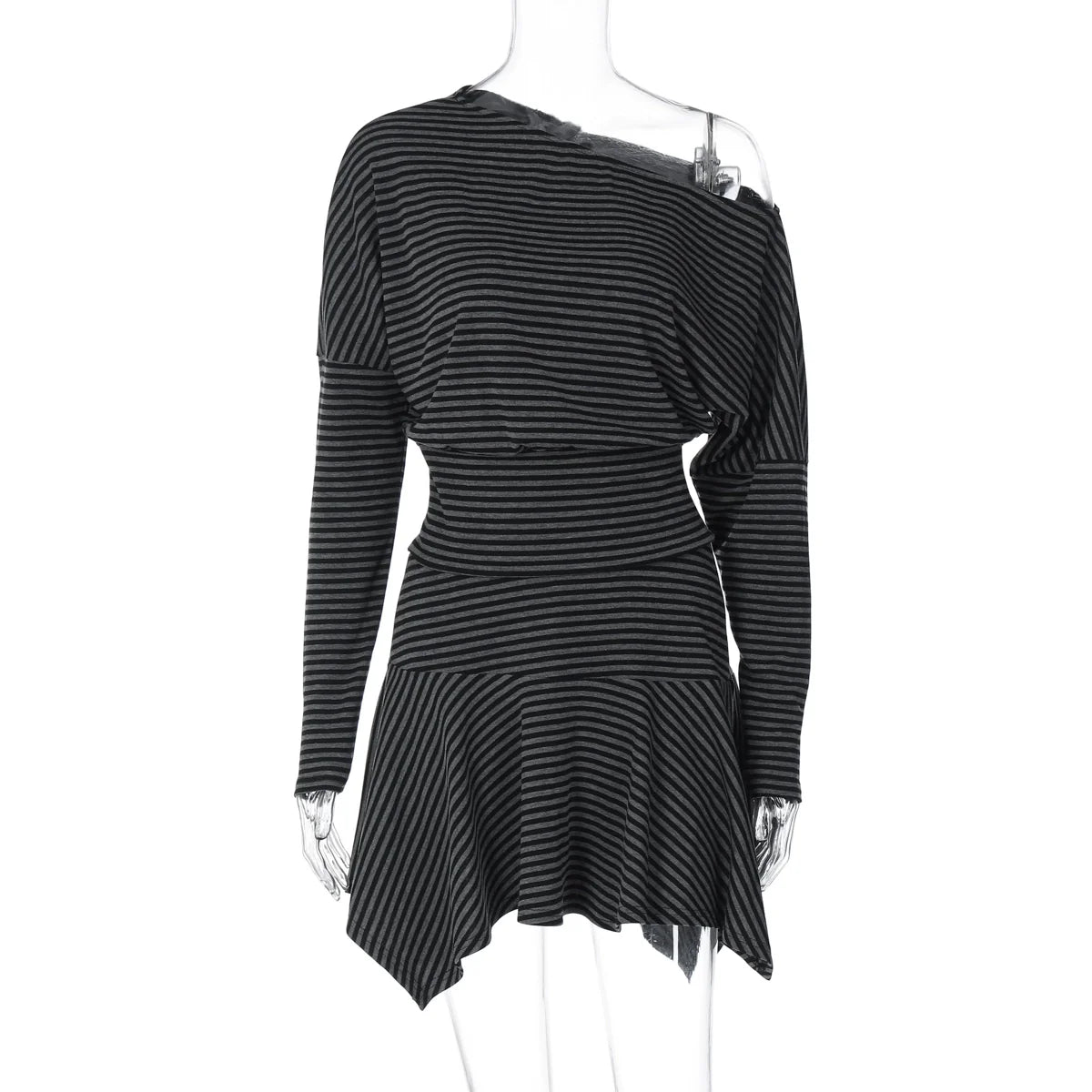 Indya Striped Off-Shoulder Skirt Set