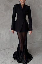 French summer chiffon fish tail eternal mesh high waisted elastic fish tail long skirt