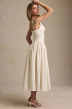Heavy Embroidery Slim Fit Suspender Dress