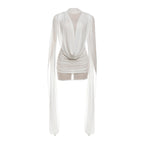 Autumn Winter Women Half Turtleneck Double Layer Stitching Mesh Ribbon Hip Wrapped Sexy Dress