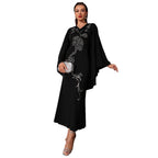 Embroidered Dress V Neck Batwing Sleeve Dress Urban Dress
