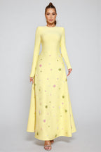 Konka Yellow Beaded Maxi Dress