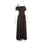 Dahlia Off Shoulder Dress Brown