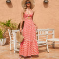 Torrie Polka Dot Tie Front Maxi Dress Rust FINAL