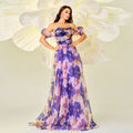 Slim fit waist printed evening dress