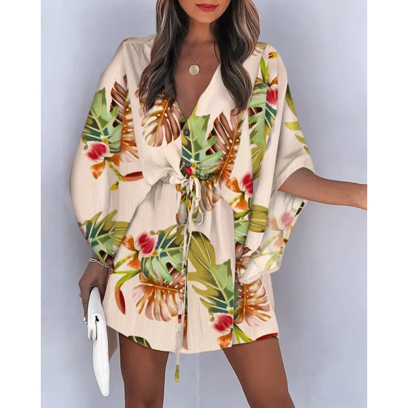 Brenda Statement Women's Floral Print Button Up Dress Elevated Occasion Wear
