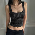 Polka Dot Square Neck Crop Top