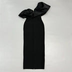 Lotus Leaf Sleeve Shoulder Bandage Dress Slim Fit Evening Dress