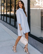 Harmony Cotton Button Down Shirt Dress Lavender