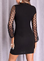 Carmina Statement Sleeve Bodycon Dress Black FINAL