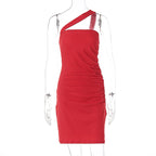 Slim Fit Oblique Shoulder Sheath off Shoulder Backless Short Dress