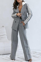Casual Double Breasted Two Piece Blazer Pants Set