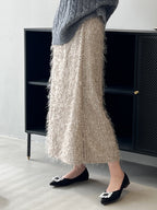 Elastic waist sequined knitted skirt