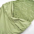 Women's Spring/Summer New Solid Color Off Shoulder Splicing Lace Extra Long Slimming Dress