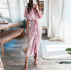 Meryl Satin Tie Front Midi Dress Spring Coral