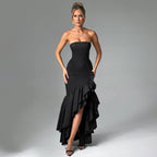 Ladies' sexy off shoulder, sexy off shoulder strapless, hip hugging, irregular wave fashion party dress