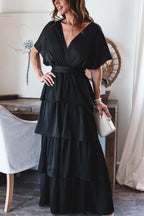 Formal Introduction Ruffle Tiered Maxi Dress Black
