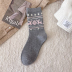 Intarsia Retro Thick Warm Mid Calf Socks