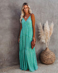 Odessa Metallic Detailed Maxi Dress Teal