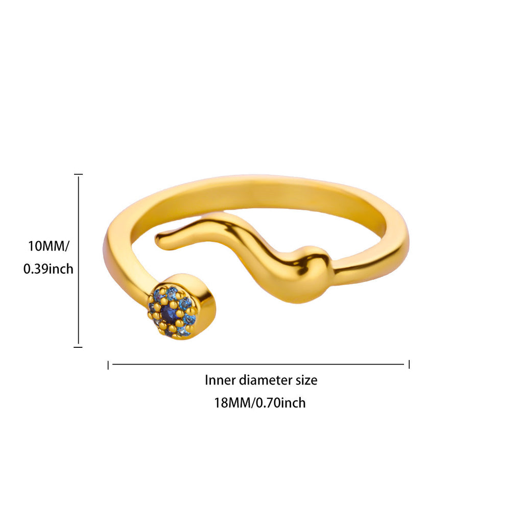 Wavy Evil Eye Open Geometric Zirconia Ring