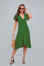 Rejoice Metallic Detailed Wrap Maxi Dress Green FINAL