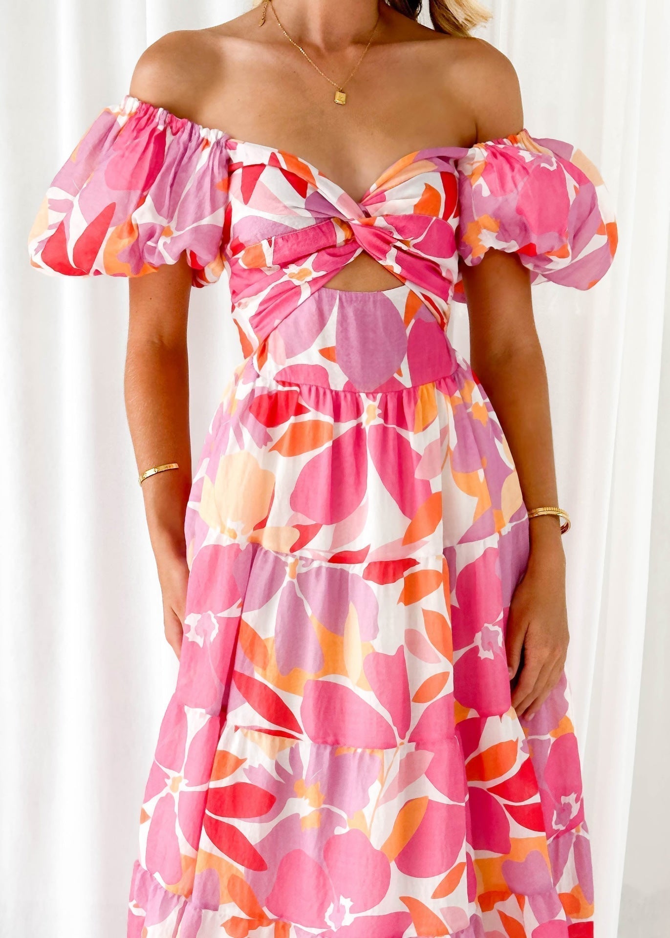 Nora Boutique Dress with Puff Sleeves Premium Wardrobe Essential