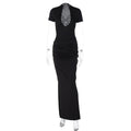 Susanna Deep V Ruched Maxi Dress