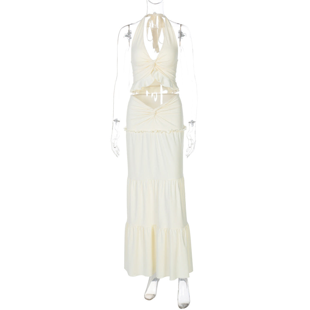 Shawna Twisted Halter Maxi Skirt Set