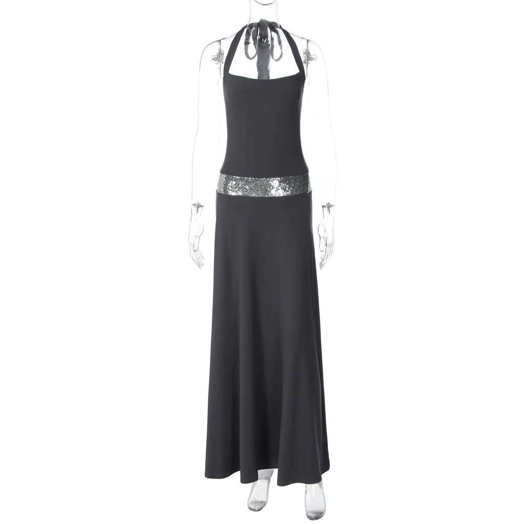 Eleanor Sequin Halter Maxi Dress