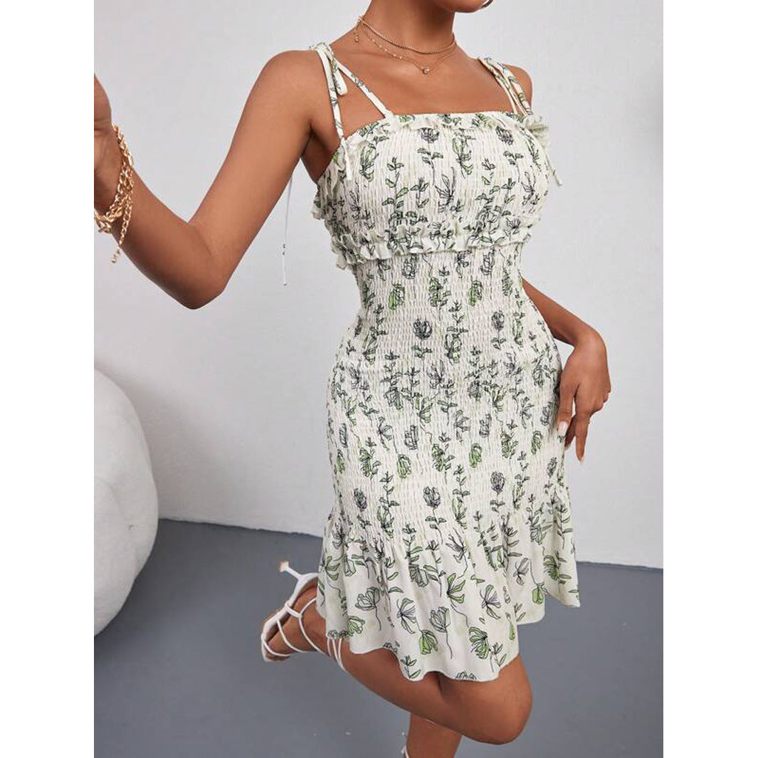 Xaviera Effortless Women's Floral Wrap Dress with Adjustable Straps and Ruffle Hem Elevated Occasion Wear