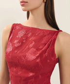 Fashion Jacquard Elegant Backless Lace-up Slim Irregular Maxi Dress