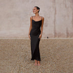 Love Letter Satin Cowl Neck Maxi Dress Sky Blue