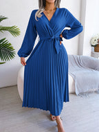 Cross Vneck Long Sleeve Dress