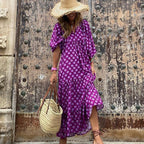 Women's fashionable street picnic bubble sleeve layered elegant party MIDI dress