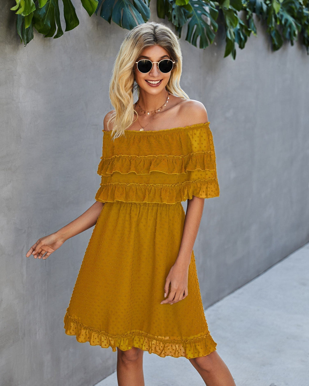 Panache Off The Shoulder High Low Maxi Dress Sunflower