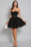 Ralpae 3D Floral Puff Mini Dress