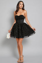 Ralpae 3D Floral Puff Mini Dress