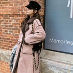 Double-Breasted Fleece Lined Faux Leather Longline Coat